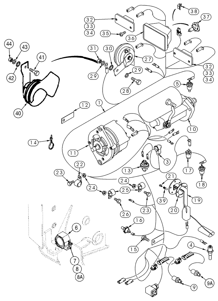 Схема запчастей Case 85XT - (04-12) - HARNESS CHASSIS, REAR, NORTH AMERICAN MODELS JAF0352234-, EUROPEAN MODELS JAF0352715- (04) - ELECTRICAL SYSTEMS