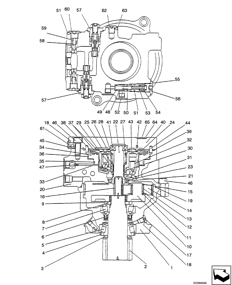 Схема запчастей Case CX25 - (08-29[00]) - MOTOR ASSY, SWING (PV15V00014F1) (08) - HYDRAULICS