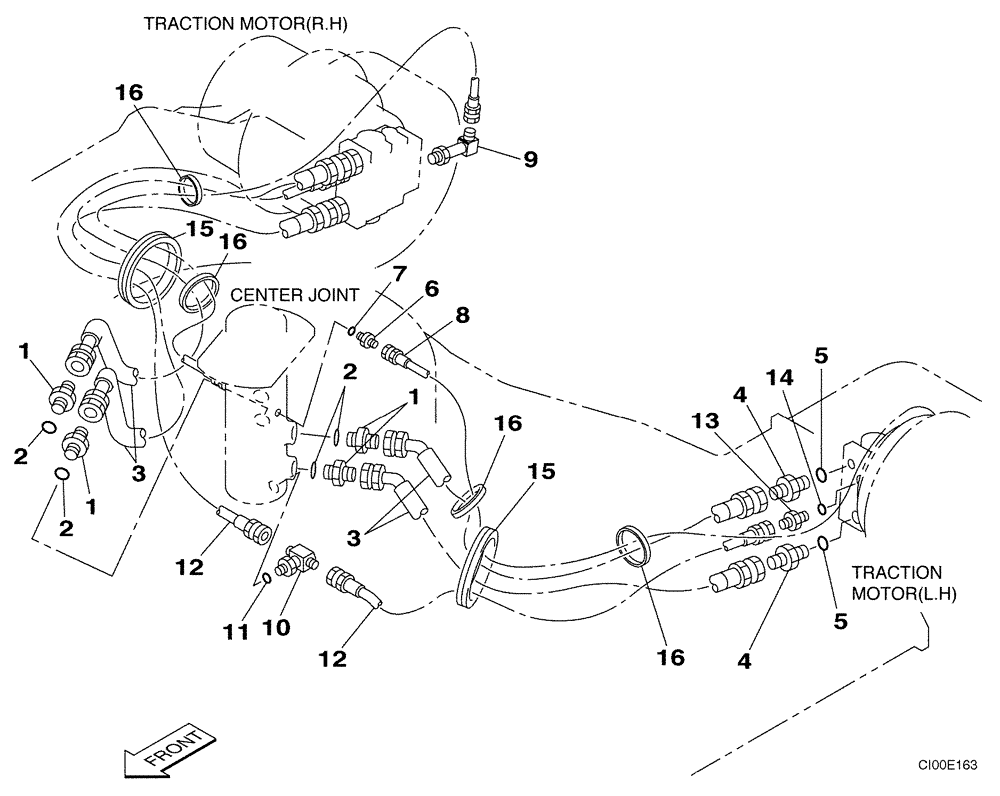 Схема запчастей Case CX225SR - (06-05) - HYDRAULICS - TRACK DRIVE (06) - POWER TRAIN