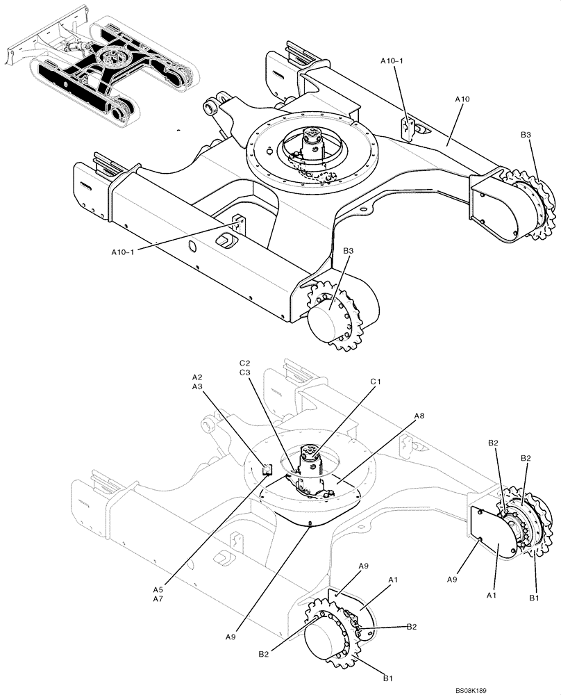 Схема запчастей Case CX50B - (02-001) - LOW GROUP (PY01F00015F1, PY53D00003F1, YJ19H00002F1) (04) - UNDERCARRIAGE