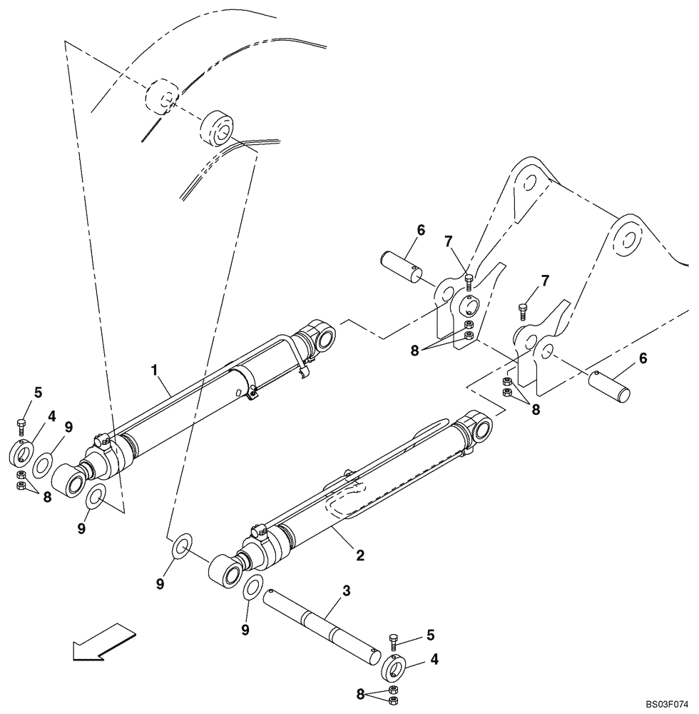 Схема запчастей Case CX135SR - (09-42) - BOOM CYLINDER, MOUNTING (09) - CHASSIS/ATTACHMENTS