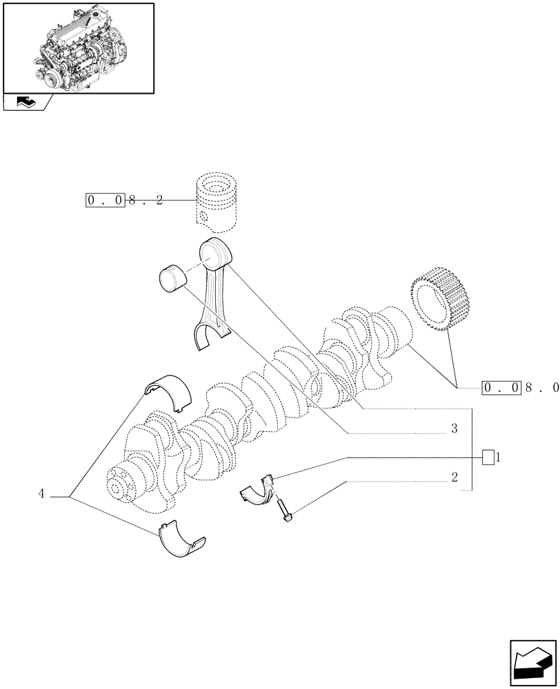 Схема запчастей Case F2CE9684H E010 - (0.08.1) - CONNECTING ROD ENGINE (504128698) 