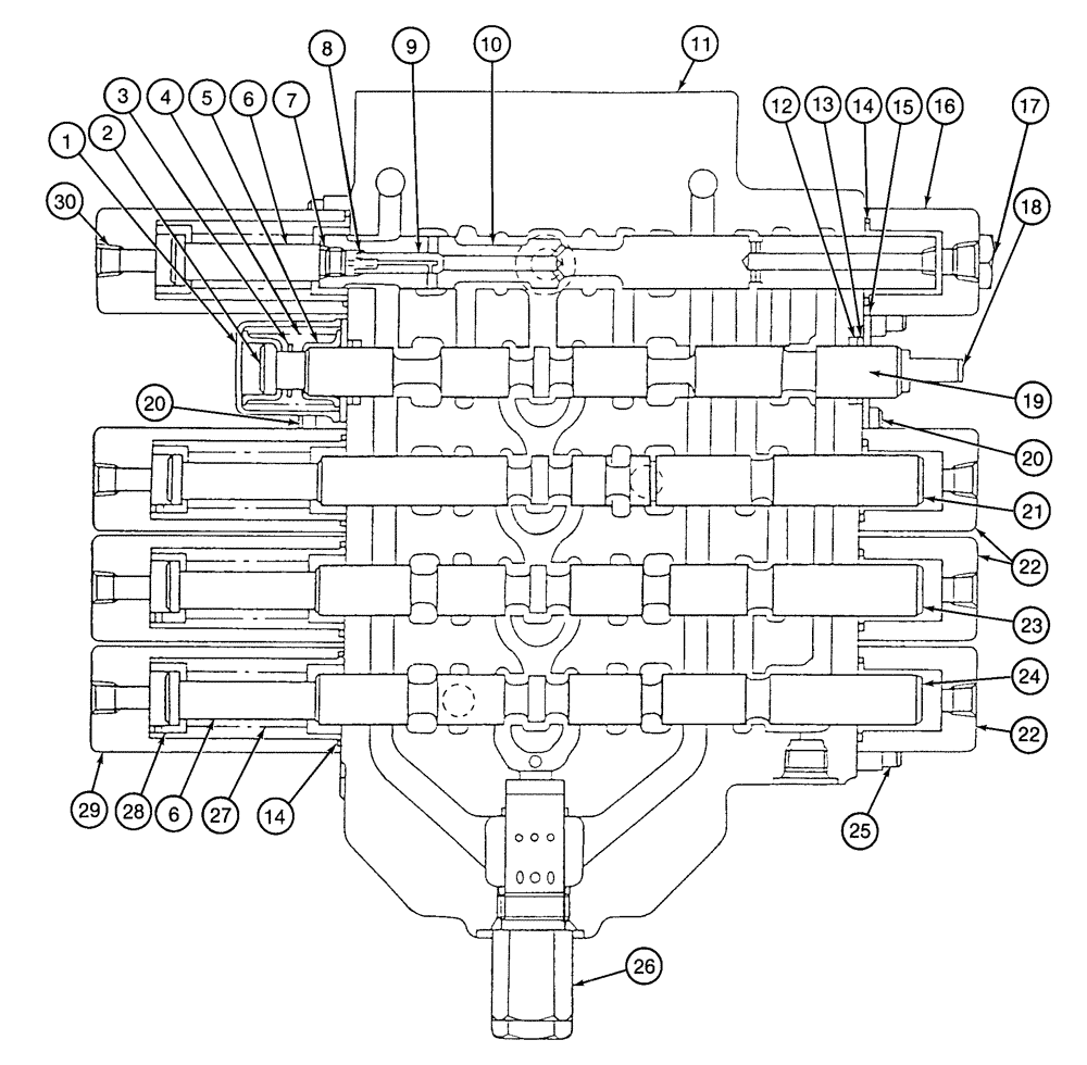 Схема запчастей Case 9020 - (8-074) - MAIN CONTROL VALVE, SPOOLS AND RELATED PARTS, LEFT-HAND VALVE BANK (08) - HYDRAULICS