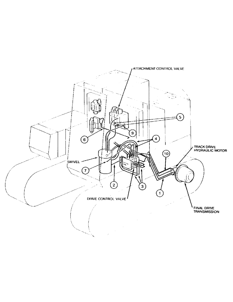 Схема запчастей Case 888 - (1-012) - PICTORIAL INDEX, TRACK DRIVE AND RETURN LINES (00) - PICTORIAL INDEX