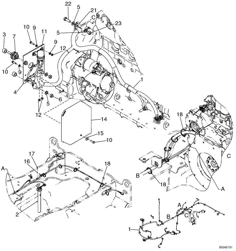 Схема запчастей Case 621D - (04-17A) - HARNESS - REAR CHASSIS - IF USED (04) - ELECTRICAL SYSTEMS