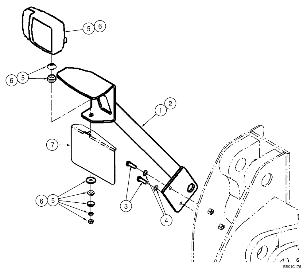 Схема запчастей Case 721D - (04-18) - MOUNTING - LAMP, FRONT (04) - ELECTRICAL SYSTEMS