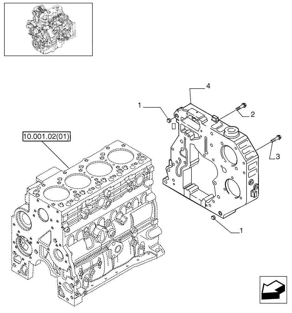 Схема запчастей Case 580SM - (10.102.03[01]) - CRANKCASE COVERS (10) - ENGINE