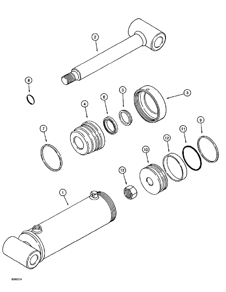 Схема запчастей Case 860 - (8-066) - BACKFILL BLADE ANGLE CYLINDER ASSEMBLY - H670935 (08) - HYDRAULICS