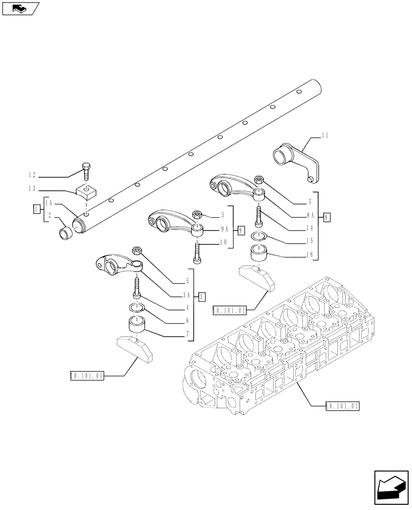 Схема запчастей Case F3BE0684N E918 - (10.106.02) - ROCKER SHAFT (504128742) (10) - ENGINE