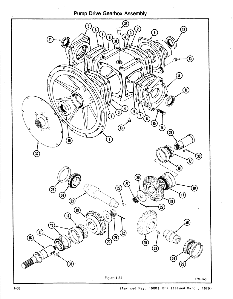 Схема запчастей Case DH7 - (1-68) - PUMP DRIVE GEARBOX ASSEMBLY (35) - HYDRAULIC SYSTEMS