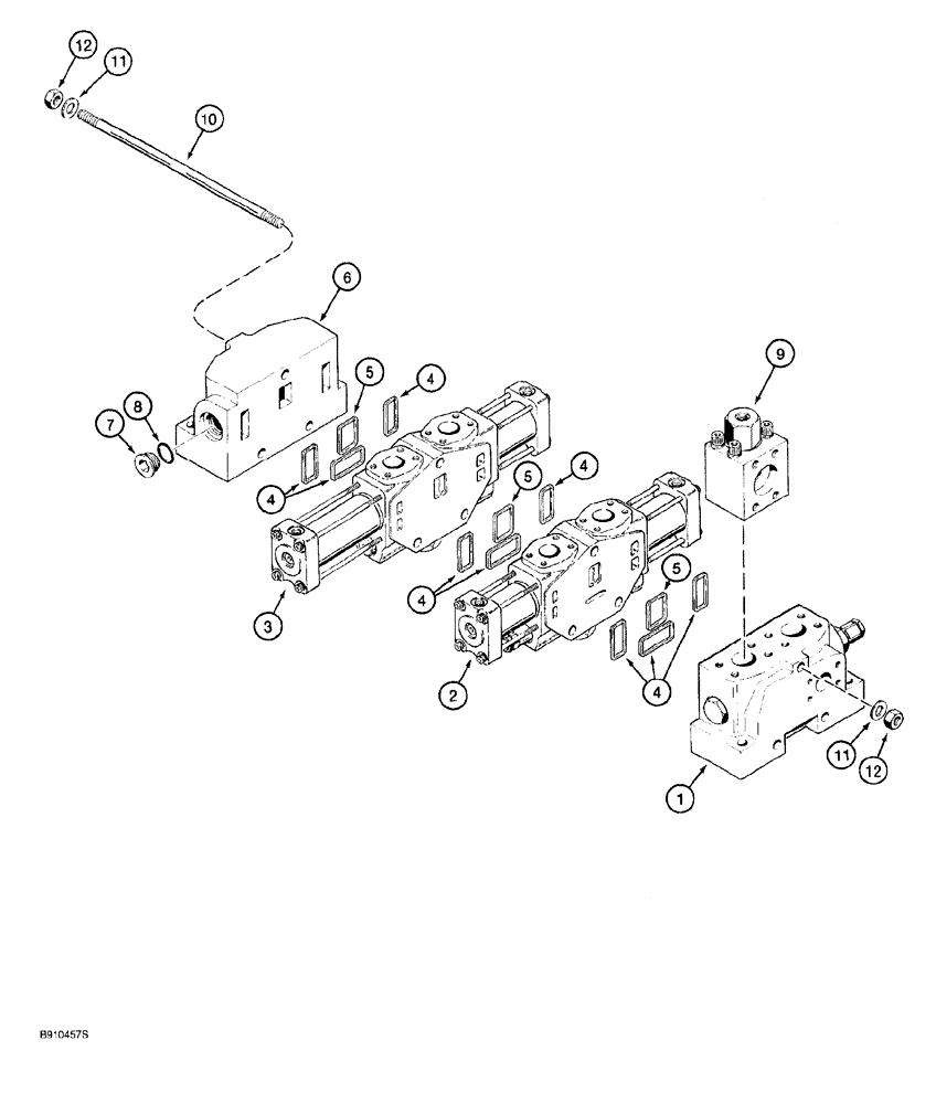 Схема запчастей Case 921 - (8-032) - LOADER CONTROL VALVE, TWO-SPOOL, P.I.N. JEE0040188 AND AFTER (08) - HYDRAULICS