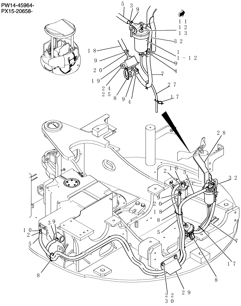 Схема запчастей Case CX31B - (709-01[1]) - FUEL LINES (COOLER) (36) - PNEUMATIC SYSTEM