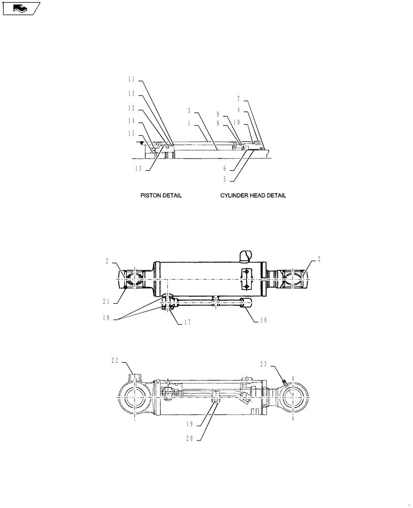 Схема запчастей Case CX55BMSR - (02-024[02]) - CYLINDER INSTALL (DOZER) (35) - HYDRAULIC SYSTEMS