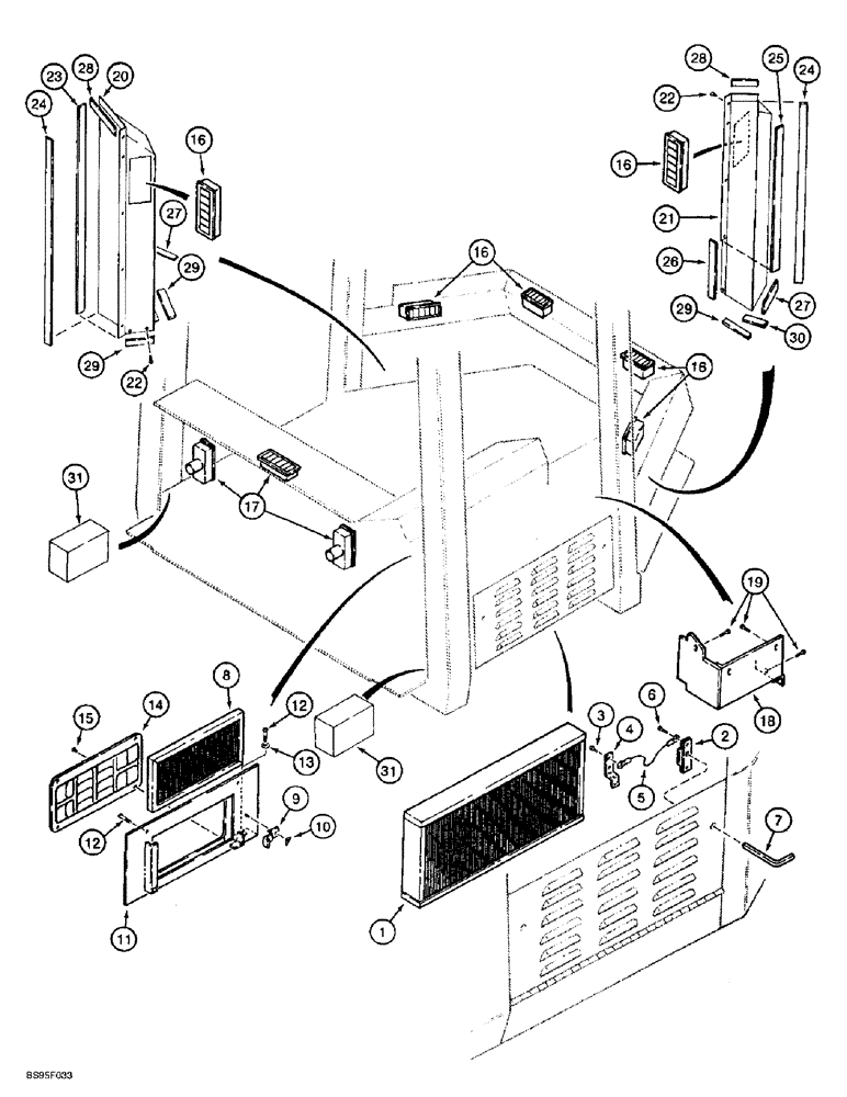 Схема запчастей Case 721B - (9-068) - CAB FILTERS, VENTS, AND LOUVERS (09) - CHASSIS/ATTACHMENTS