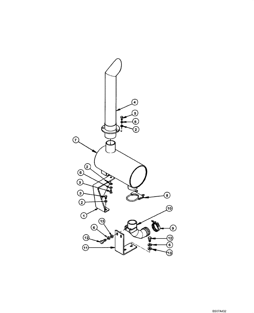 Схема запчастей Case 845 DHP - (02.10[00]) - MUFFLER AND EXHAUST SYSTEM (02) - ENGINE