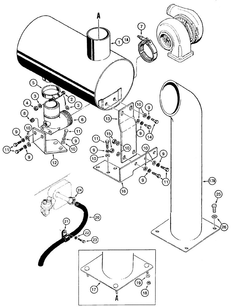 Схема запчастей Case 621C - (02-008) - MUFFLER EXHAUST SYSTEM (02) - ENGINE