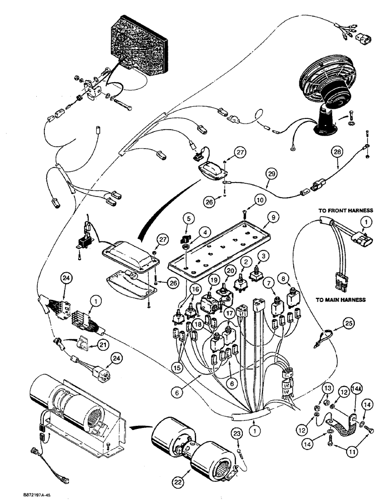 Схема запчастей Case W36 - (4-148) - ELECTRICAL SYSTEM, OPERATORS COMPARTMENT, P.I.N. 9156438 AND AFTER (04) - ELECTRICAL SYSTEMS