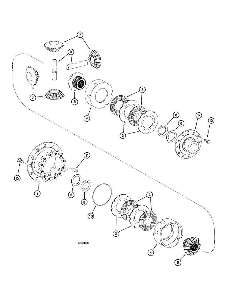 Схема запчастей Case 821B - (6-58) - REAR AXLE DIFFERENTIAL, 107935A1 AND 231370A1 AXLES (06) - POWER TRAIN