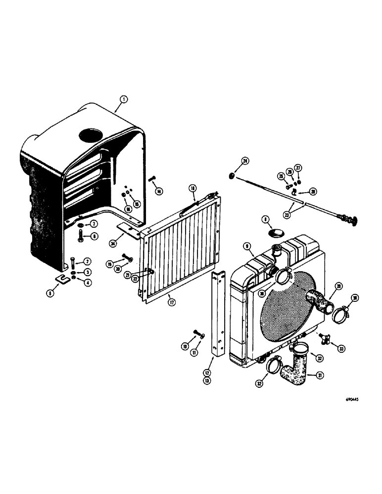 Схема запчастей Case W7 - (180) - RADIATOR, GRILLE AND SHUTTER (09) - CHASSIS