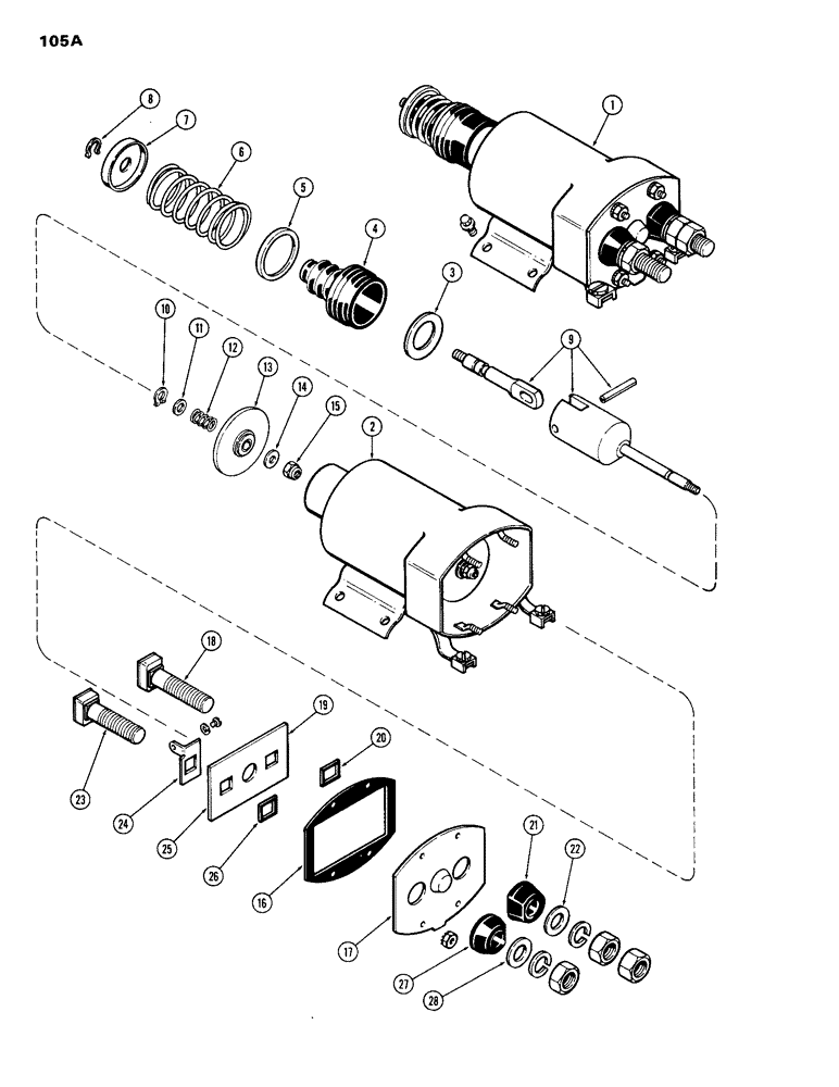 Схема запчастей Case 1150B - (105A) - A45656 SOLENOID, USED WITH R37343 STARTER (06) - ELECTRICAL SYSTEMS