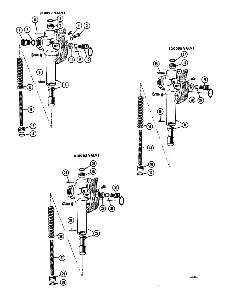 Схема запчастей Case W8B - (164) - L30323 CONVERTER REGULATING VALVE, CONVERTER SN. 87207E AND AFTER (04) - UNDERCARRIAGE