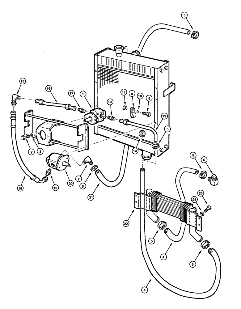 Схема запчастей Case 845 - (08.30[00]) - ENGINE COOLING - FAN HYDRAULIC CIRCUIT (08) - HYDRAULICS