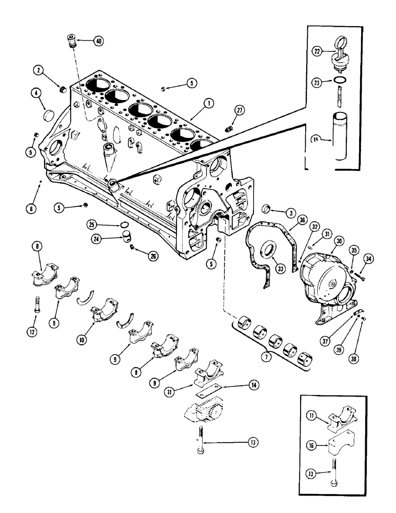 Схема запчастей Case W8C - (016) - CYLINDER BLOCK ASSEMBLY, (401) DIESEL ENGINE (02) - ENGINE