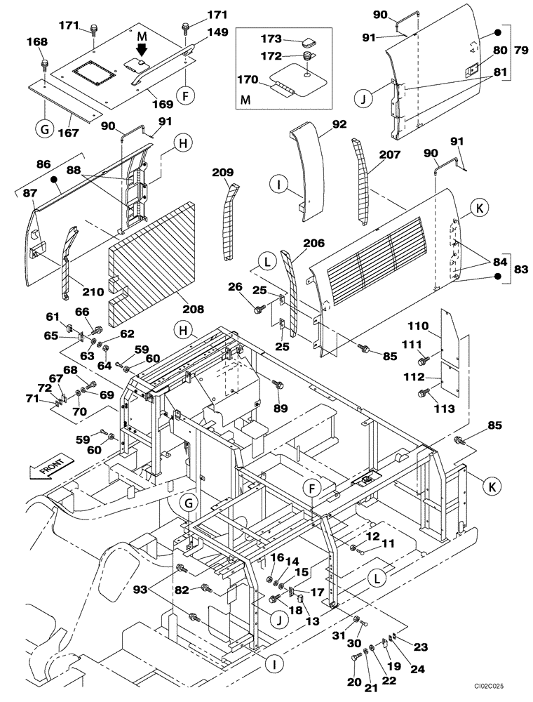 Схема запчастей Case CX460 - (09-07) - ACCESS DOOR - INSULATION (09) - CHASSIS/ATTACHMENTS