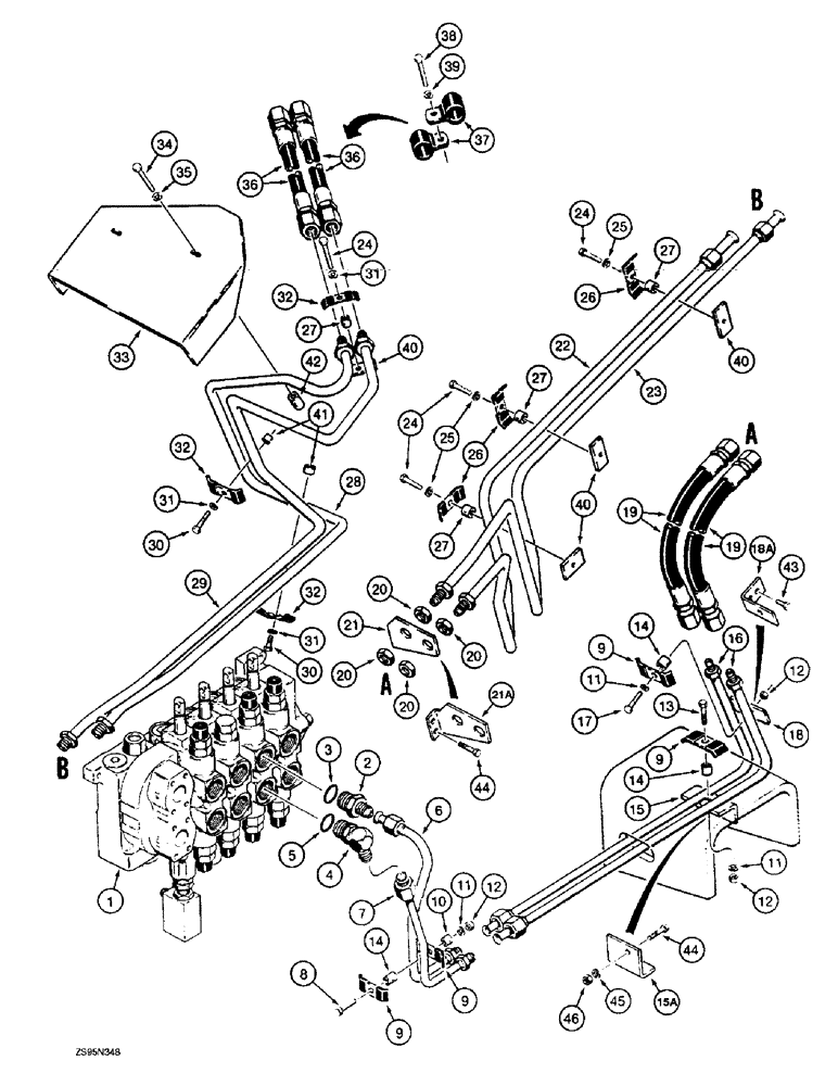 Схема запчастей Case 1155E - (8-020) - LOADER CLAM HYDRAULIC CIRCUIT (08) - HYDRAULICS