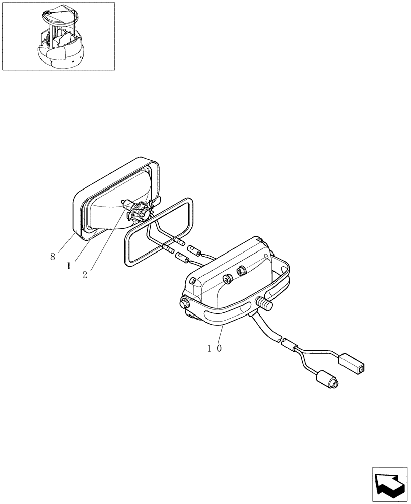 Схема запчастей Case CX31B - (1.220A[01]) - WORKING LIGHT - COMPONENTS (55) - ELECTRICAL SYSTEMS