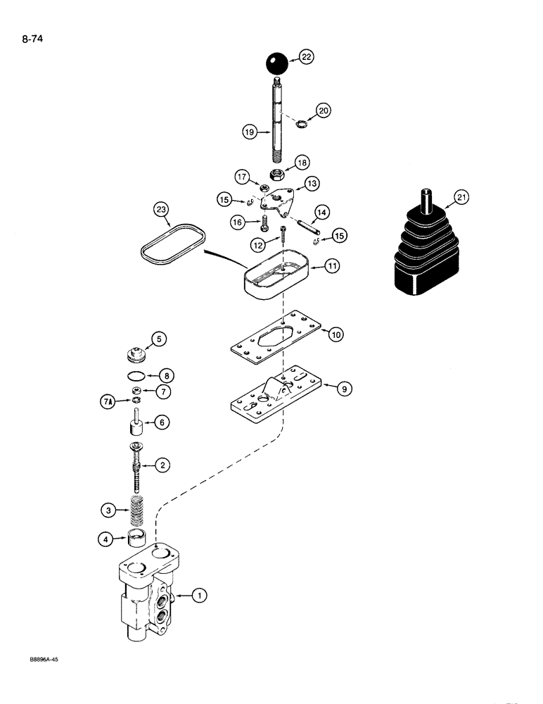 Схема запчастей Case 721 - (8-74) - AUXILIARY REMOTE CONTROL VALVE - L123917 (08) - HYDRAULICS