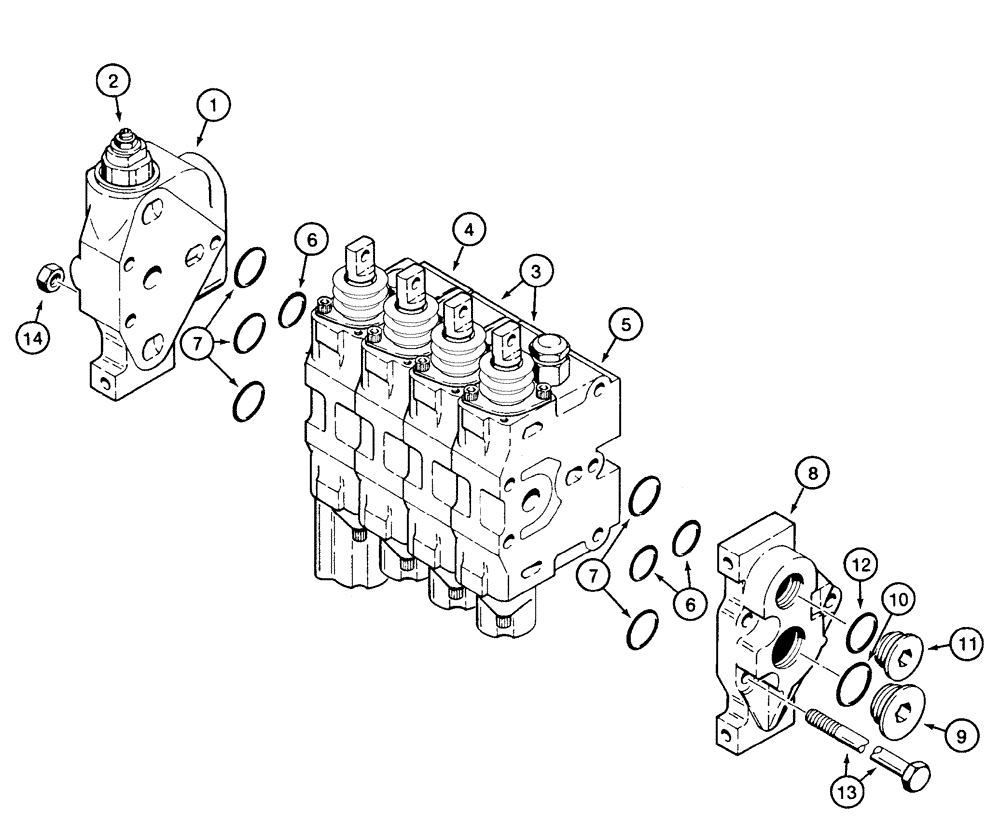 Схема запчастей Case 850H - (08-20) - VALVE, CONTROL - 4 SECTIONS (08) - HYDRAULICS