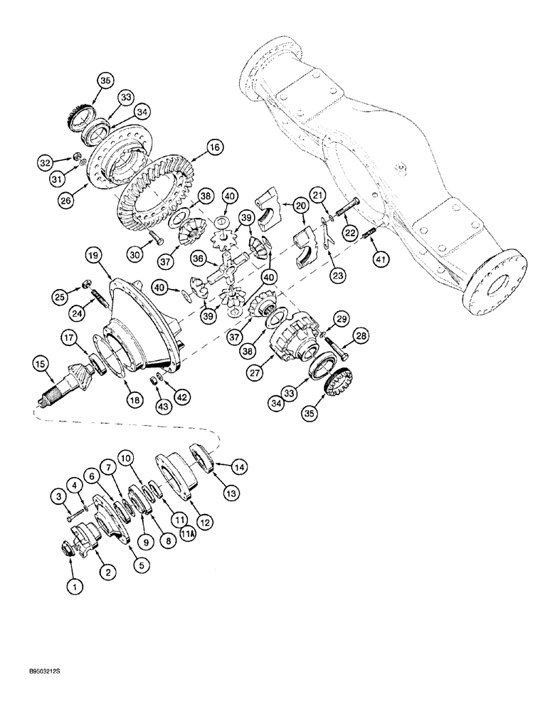 Схема запчастей Case 921 - (6-066) - FRONT AXLE DIFFERENTIAL AND CARRIER (06) - POWER TRAIN