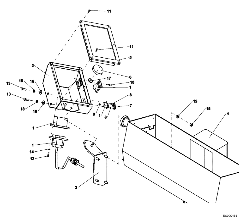 Схема запчастей Case SV212 - (55.100.06) - DISPLAY BOX MOUNTING (ACE) (55) - ELECTRICAL SYSTEMS