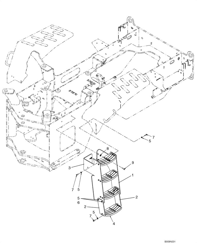 Схема запчастей Case 621E - (09-37) - STEPS - LEFT - 4 STEP (09) - CHASSIS