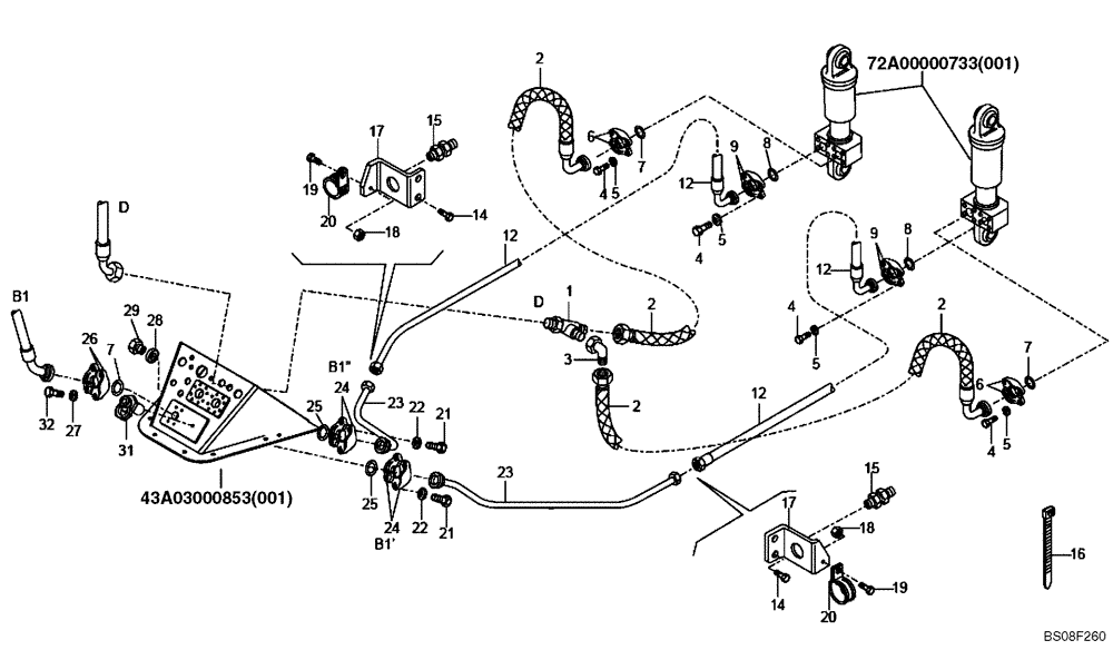 Схема запчастей Case 327B - (72A00010730[001]) - HYDRAULIC DUMP CIRCUIT (87491043) (09) - Implement / Hydraulics / Frame / Brakes