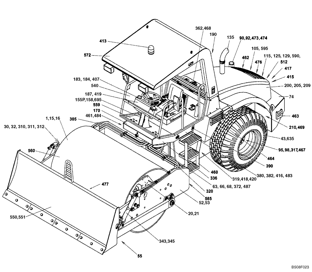 Схема запчастей Case SV208 - (01-001-00[03]) - PICTORIAL INDEX / PLATFORM CANOPY / SMOOTH DRUM (00) - PICTORIAL INDEX