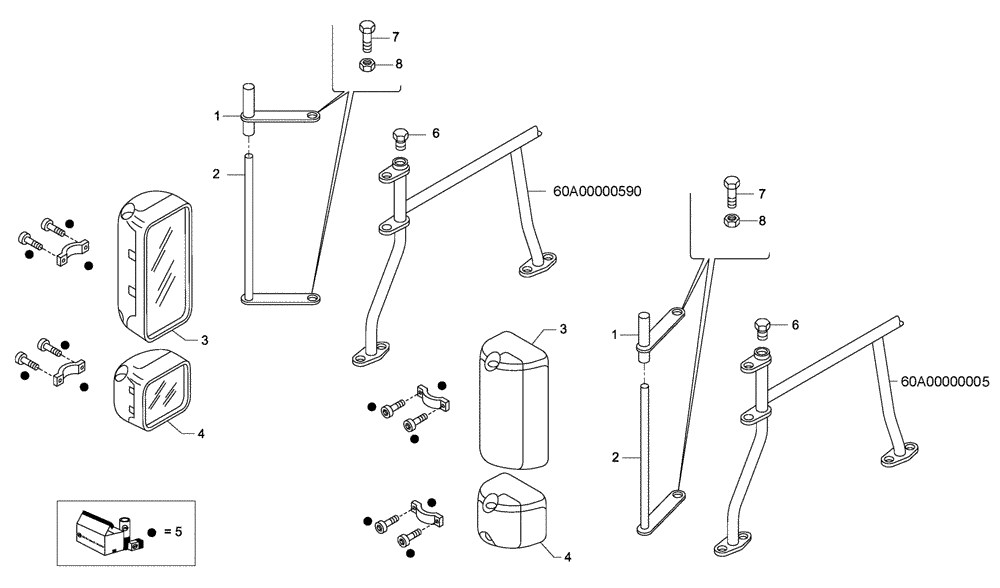 Схема запчастей Case 340B - (51A00011257[001]) - EXTERNAL DRIVING MIRRORS, CAB (87551398) (10) - Cab/Cowlings