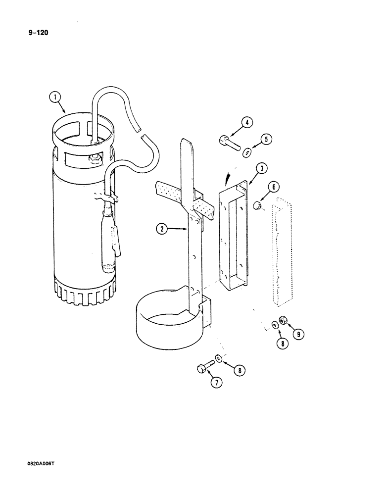 Схема запчастей Case 125B - (9-120) - OPTIONAL FIRE EXTINGUISHER (09) - CHASSIS