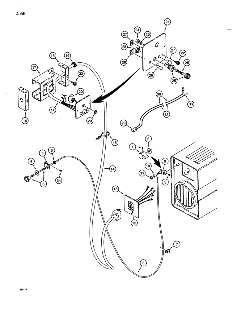 Схема запчастей Case 1085B - (4-056) - LIQUID PROPANE FIRED HEATER, ELECTRICAL CONTROLS (04) - ELECTRICAL SYSTEMS