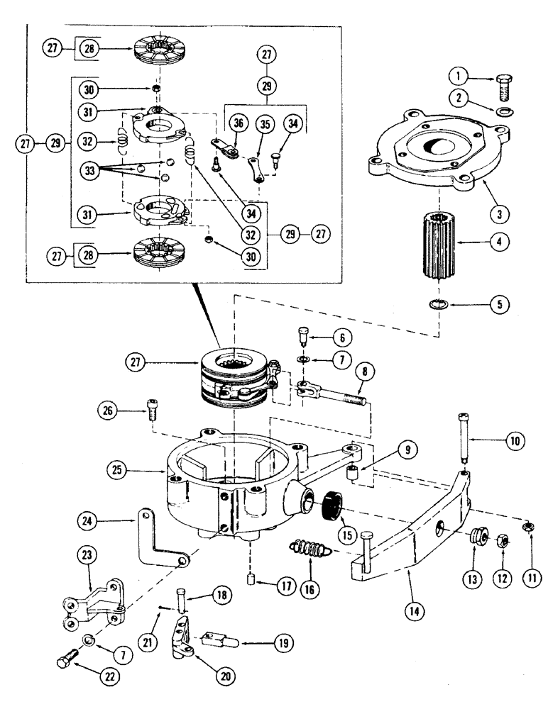 Схема запчастей Case 35 - (088) - SWING BRAKE (14) - MAIN GEARBOX & DRIVE