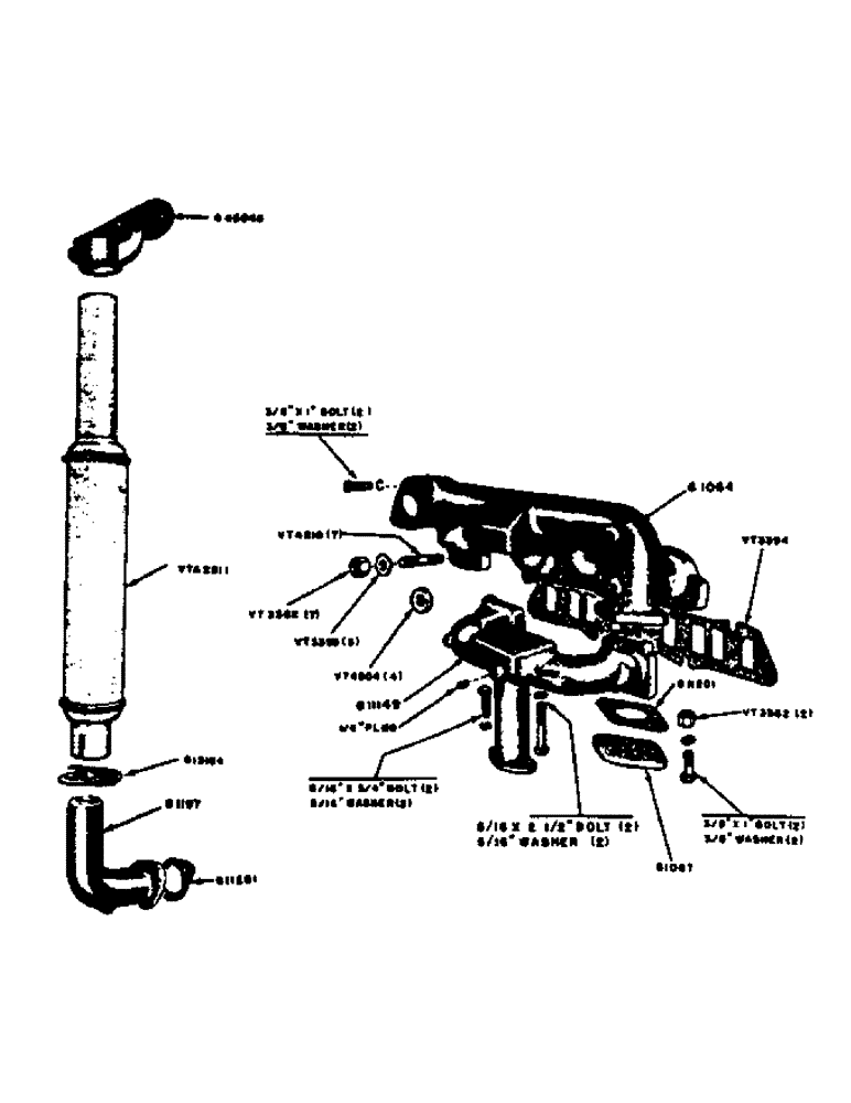 Схема запчастей Case 320 - (013) - MANIFOLD AND MUFFLER (02) - ENGINE