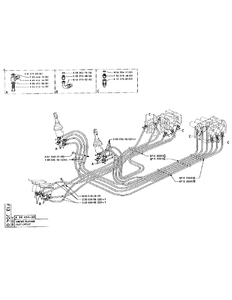 Схема запчастей Case 220 - (B-053) - PILOT CIRCUIT (07) - HYDRAULIC SYSTEM