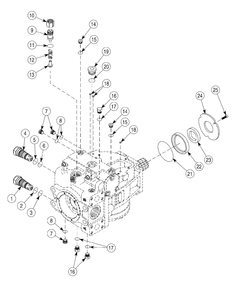 Схема запчастей Case 6030 - (06-02) - PUMPS, FRONT AND REAR HYDROSTATIC VALVES AND PLUGS (06) - POWER TRAIN