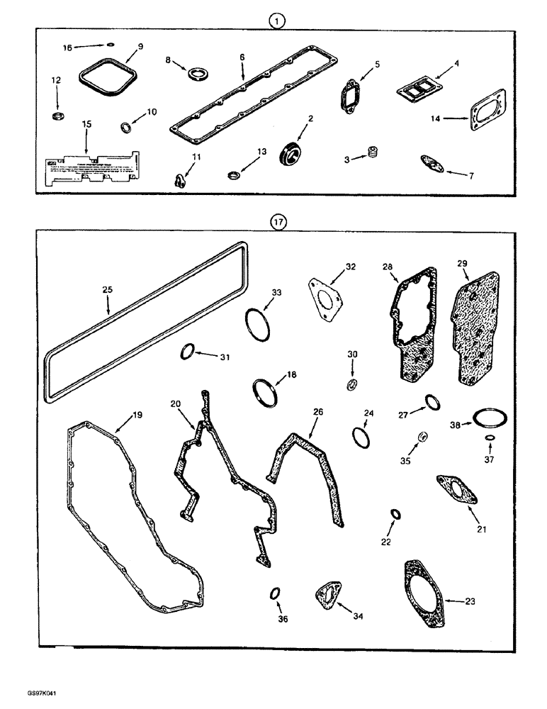 Схема запчастей Case 888 - (2-58) - GASKET KITS, 6T-590 DIESEL ENGINE, VALVE GRIND (02) - ENGINE