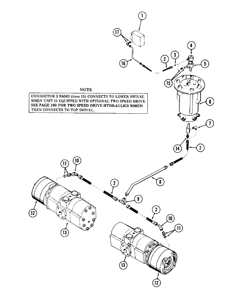 Схема запчастей Case 40 - (182) - DRIVE BRAKE TUBING (35) - HYDRAULIC SYSTEMS