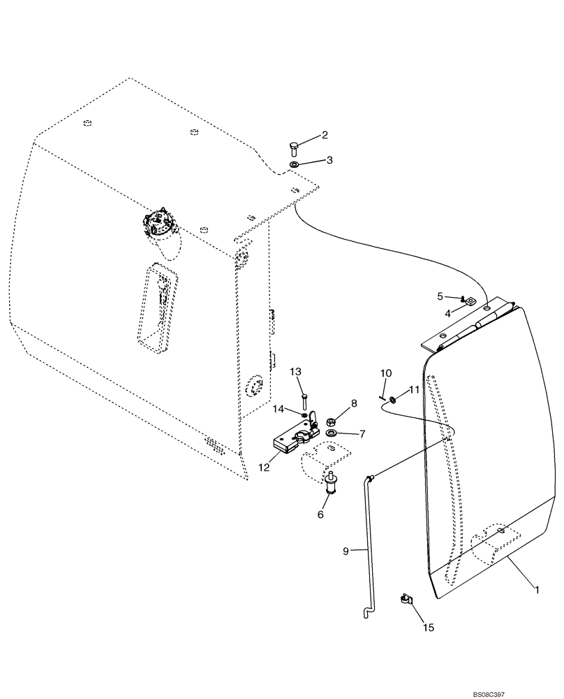 Схема запчастей Case 850K - (09-10A) - DOOR, REAR - TANK, HYDRAULIC OIL (IF USED) (09) - CHASSIS/ATTACHMENTS