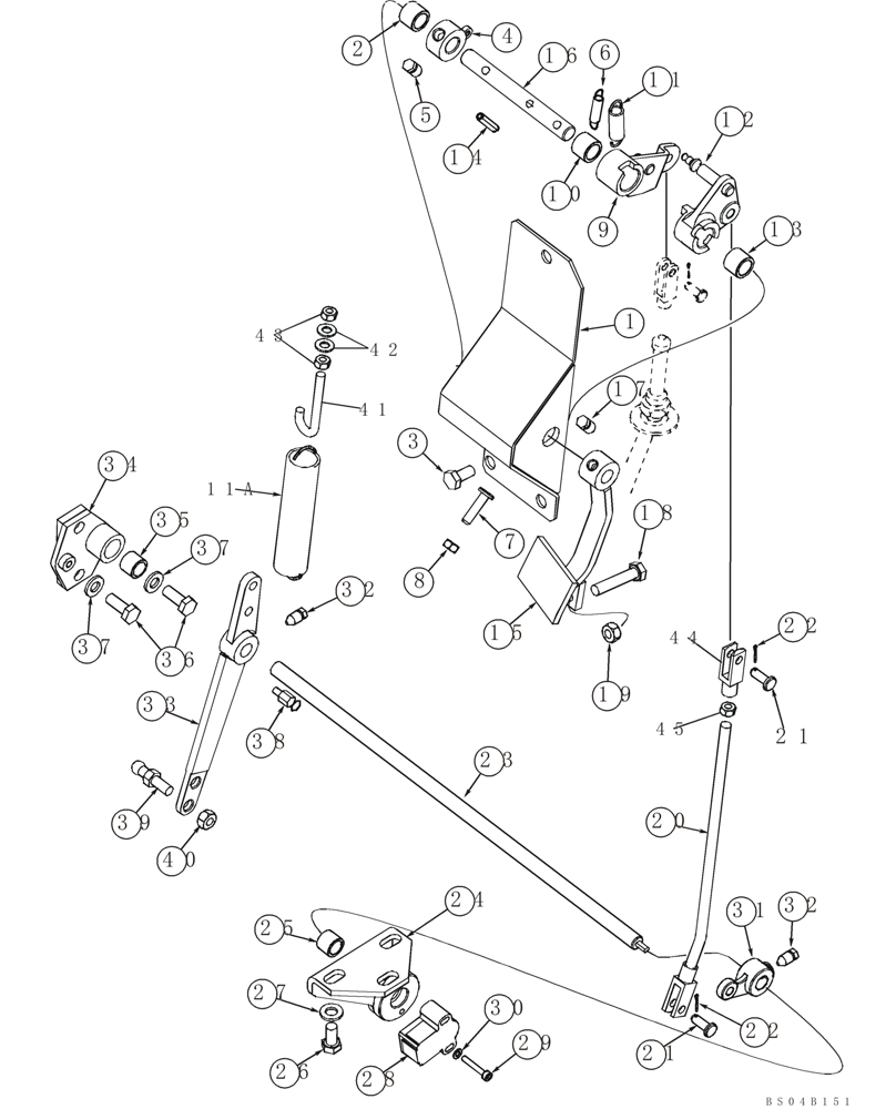 Схема запчастей Case 650K - (03-02) - CONTROLS, THROTTLE - DECELERATOR PEDAL AND CROSS SHAFT (03) - FUEL SYSTEM