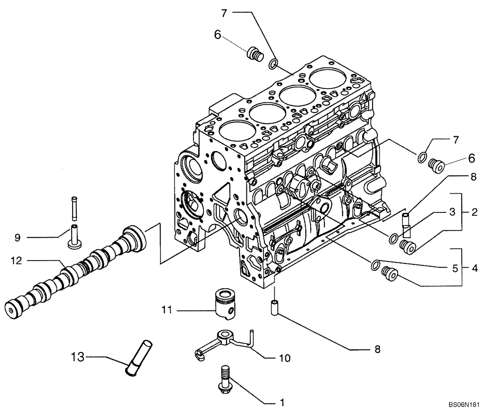 Схема запчастей Case 450 - (02-10) - CYLINDER BLOCK (02) - ENGINE