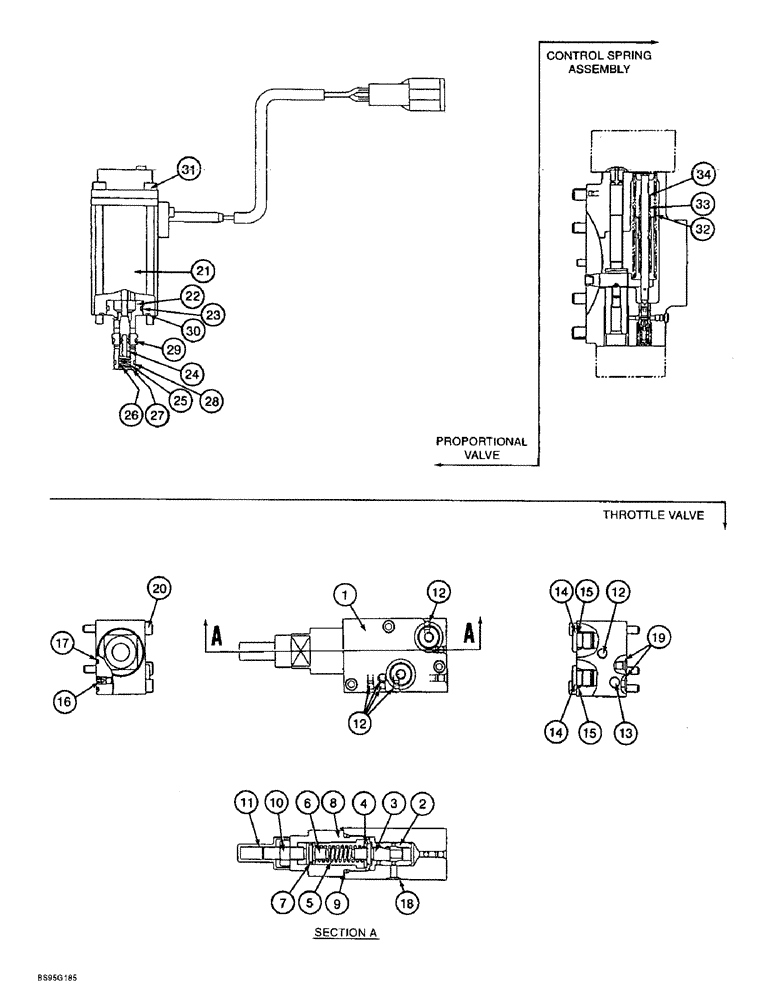 Схема запчастей Case 9060B - (8-170) - HYD. PUMP THROTTLE VALVE, HYD PUMP PROPORTIONAL VALVE, HYD PUM CONTROL SPRING ASSEMBLY (08) - HYDRAULICS